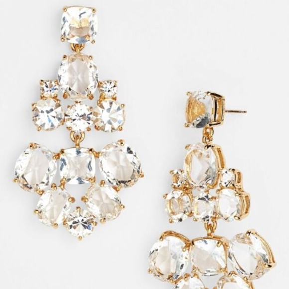 Kate Spade white crystal chandelier drop earrings
